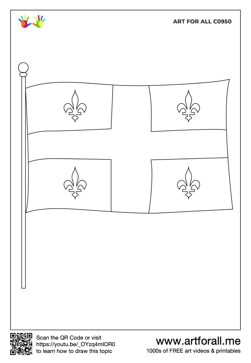 How to draw the Flag of Quebec, Canada