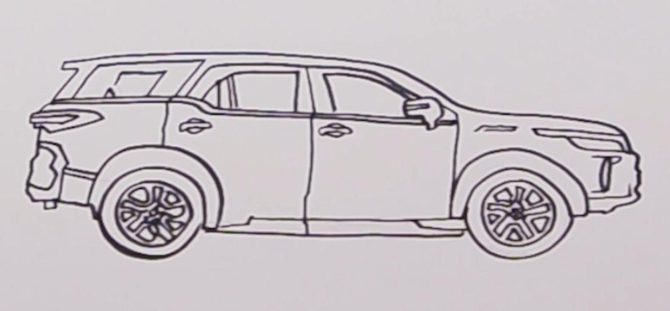 How to draw Toyota Fortuner car