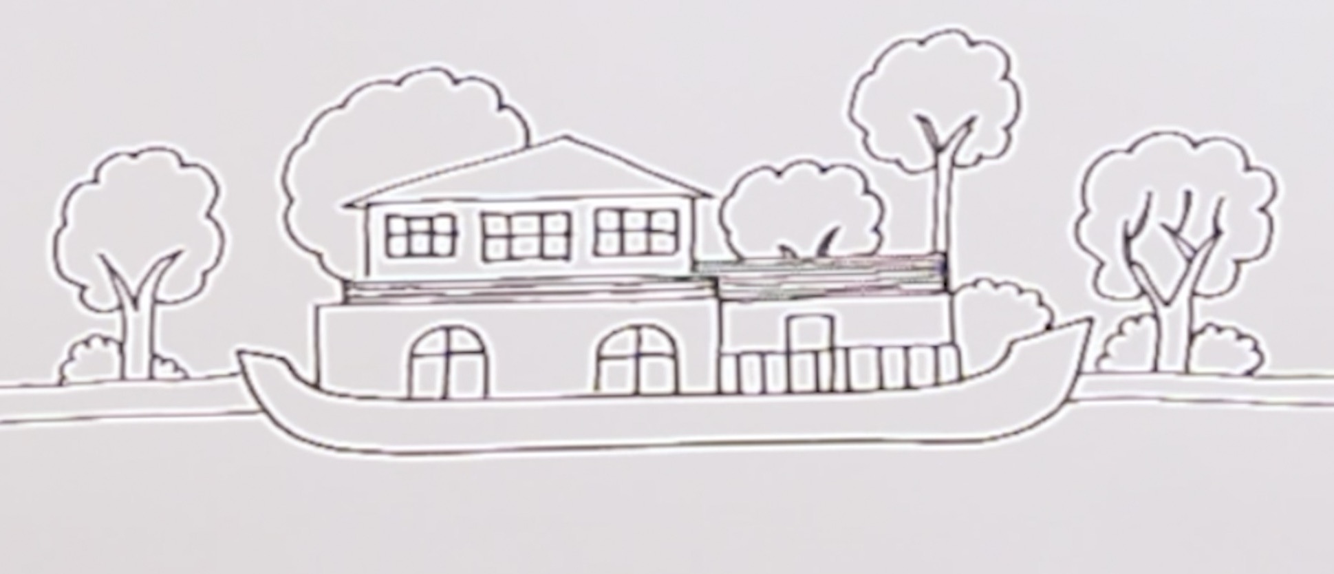 How to draw a House Boat