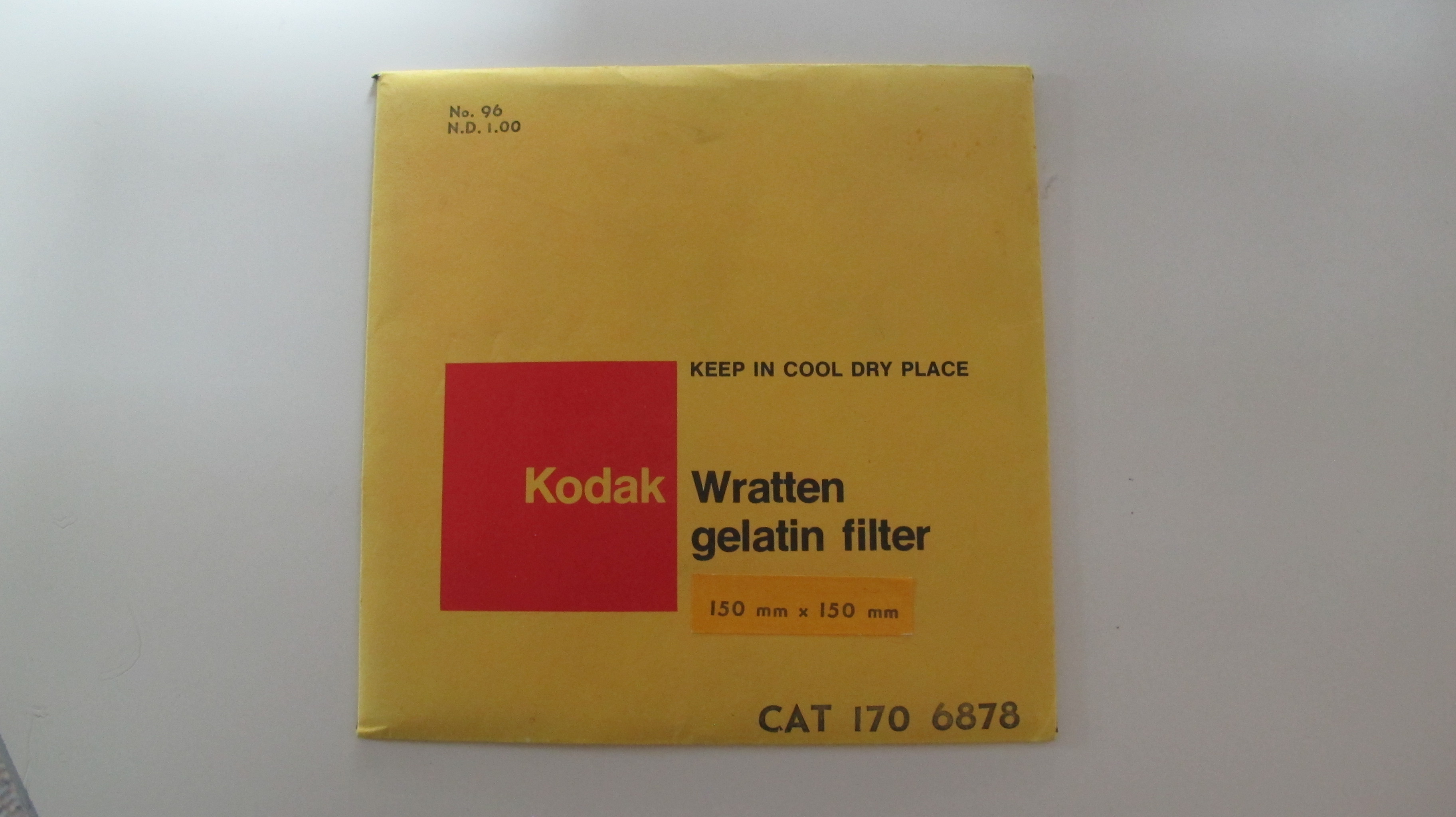 Kodak Wratten gelatin filter No. 96 N.D. 1.00 Square 150mm Filters Iris Diaphragms and Slits