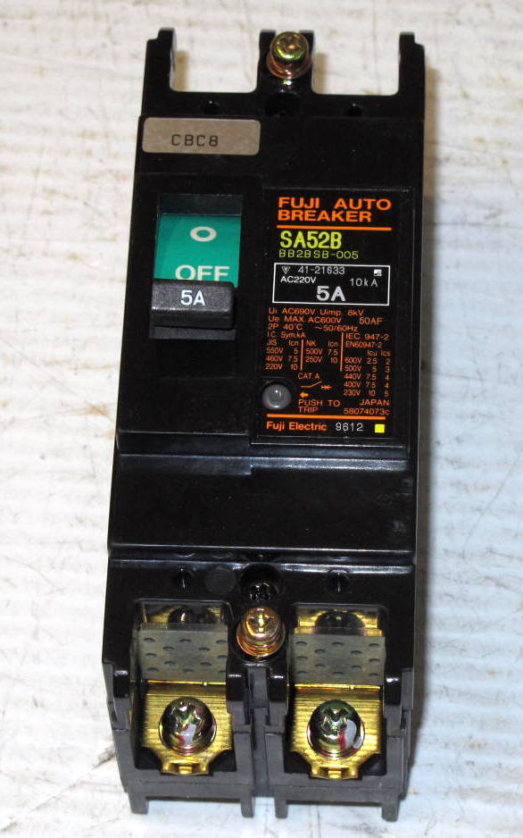 Fuji Electric Auto Breaker SA52B 5A Circuit Breakers BMI Surplus