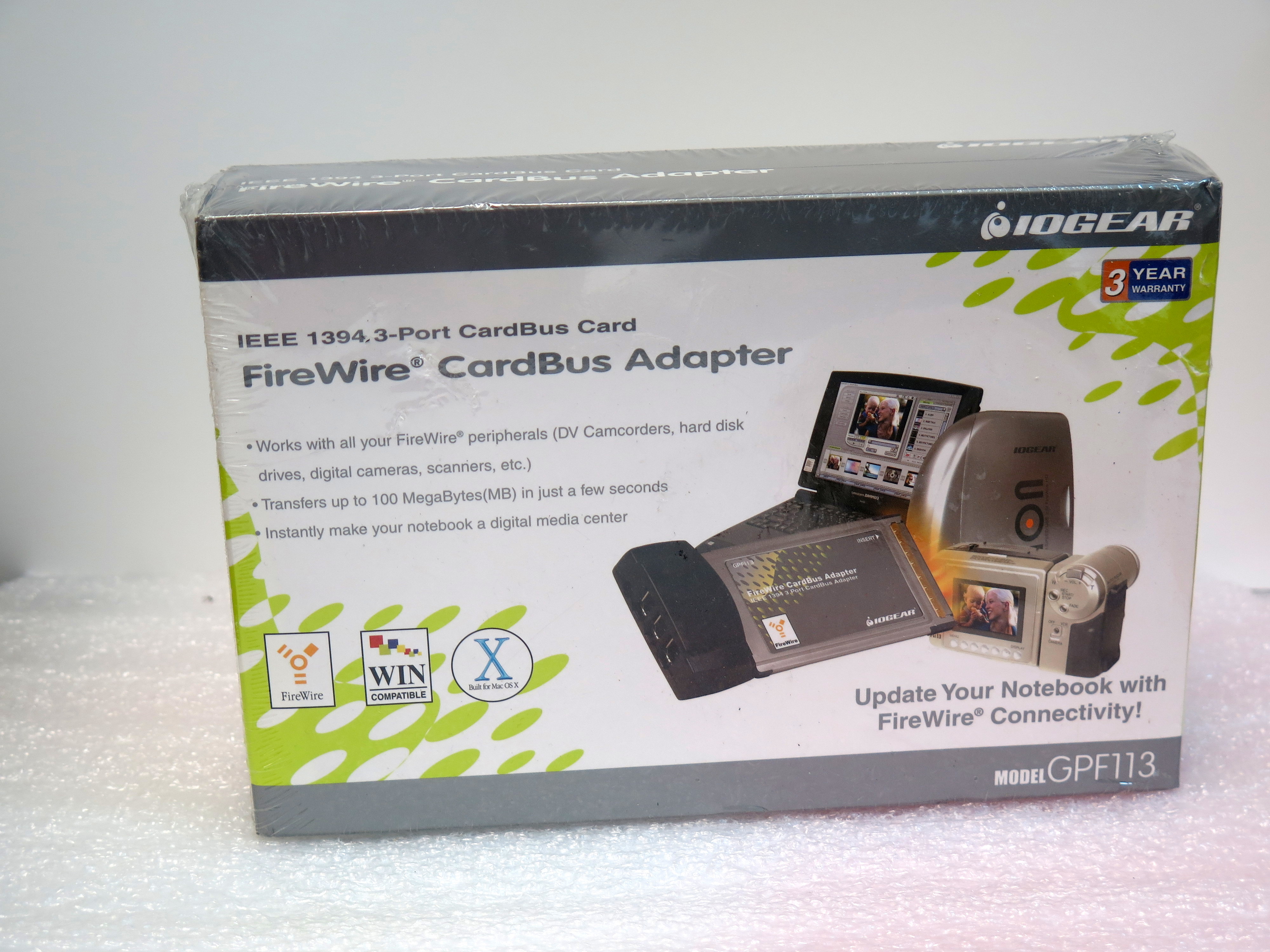 IOGEAR GPF113 FireWire CardBus Adapter Computer Media BMI Surplus