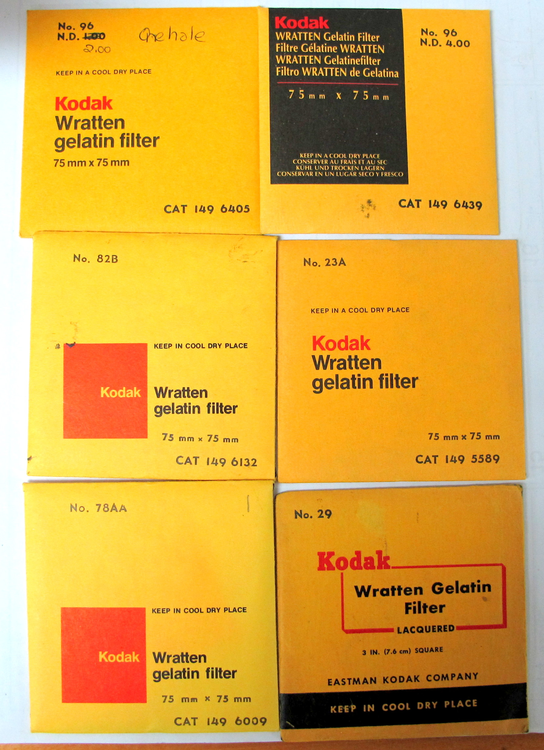 Kodak Wratten gelatin filters varied lot of 6 BMI Surplus