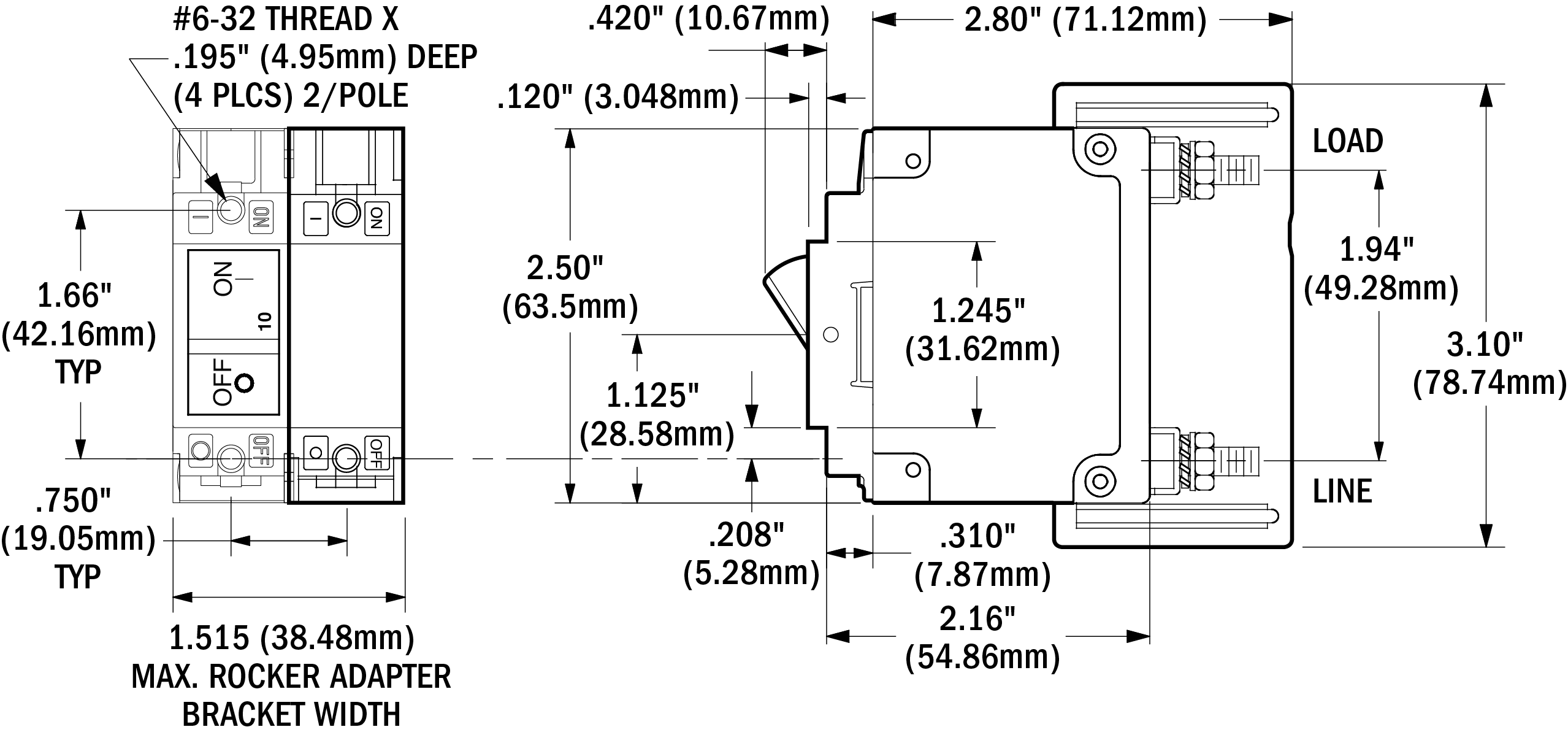UL489 Circuit Breaker 30A Flat Rocker Blue Sea Systems