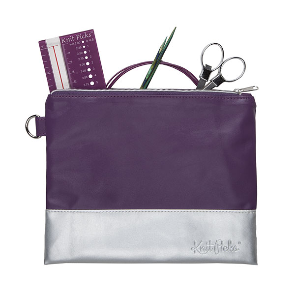 Knit Picks Colorblock Zippered Pouch Purple & Silver from