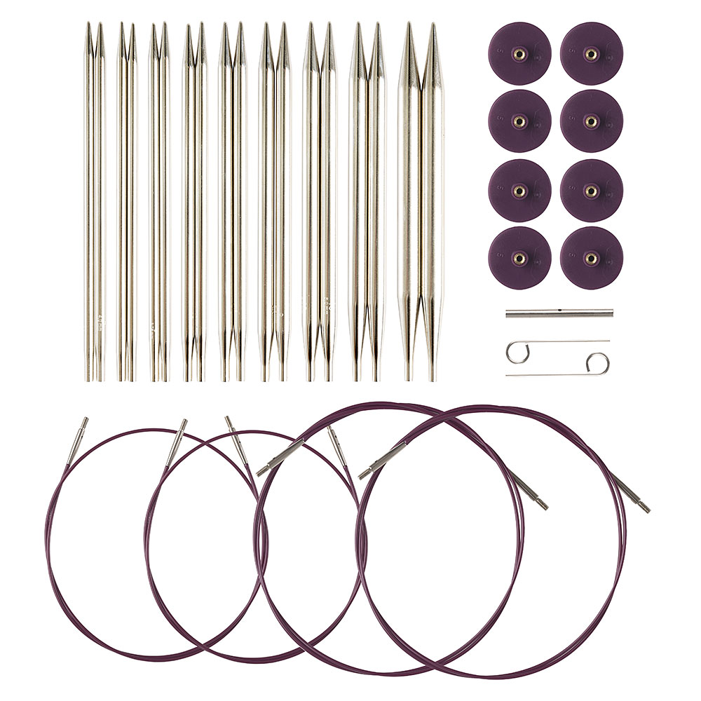 Options Interchangeable Nickel Plated Circular Knitting Needle Set from