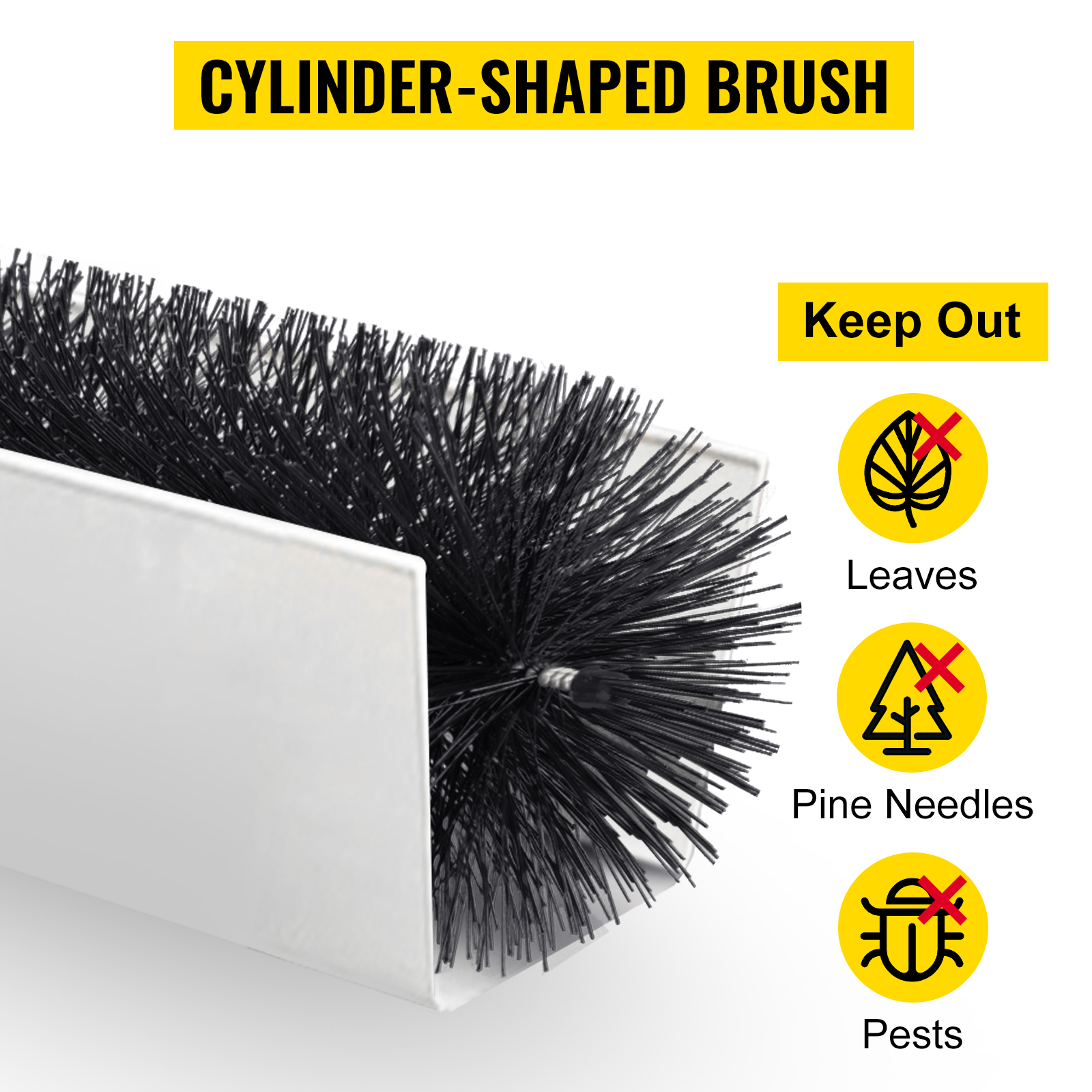 VEVOR Gutter Guard Brush with 30 FT Length Bristle, 4.33"(Dia) Gutter