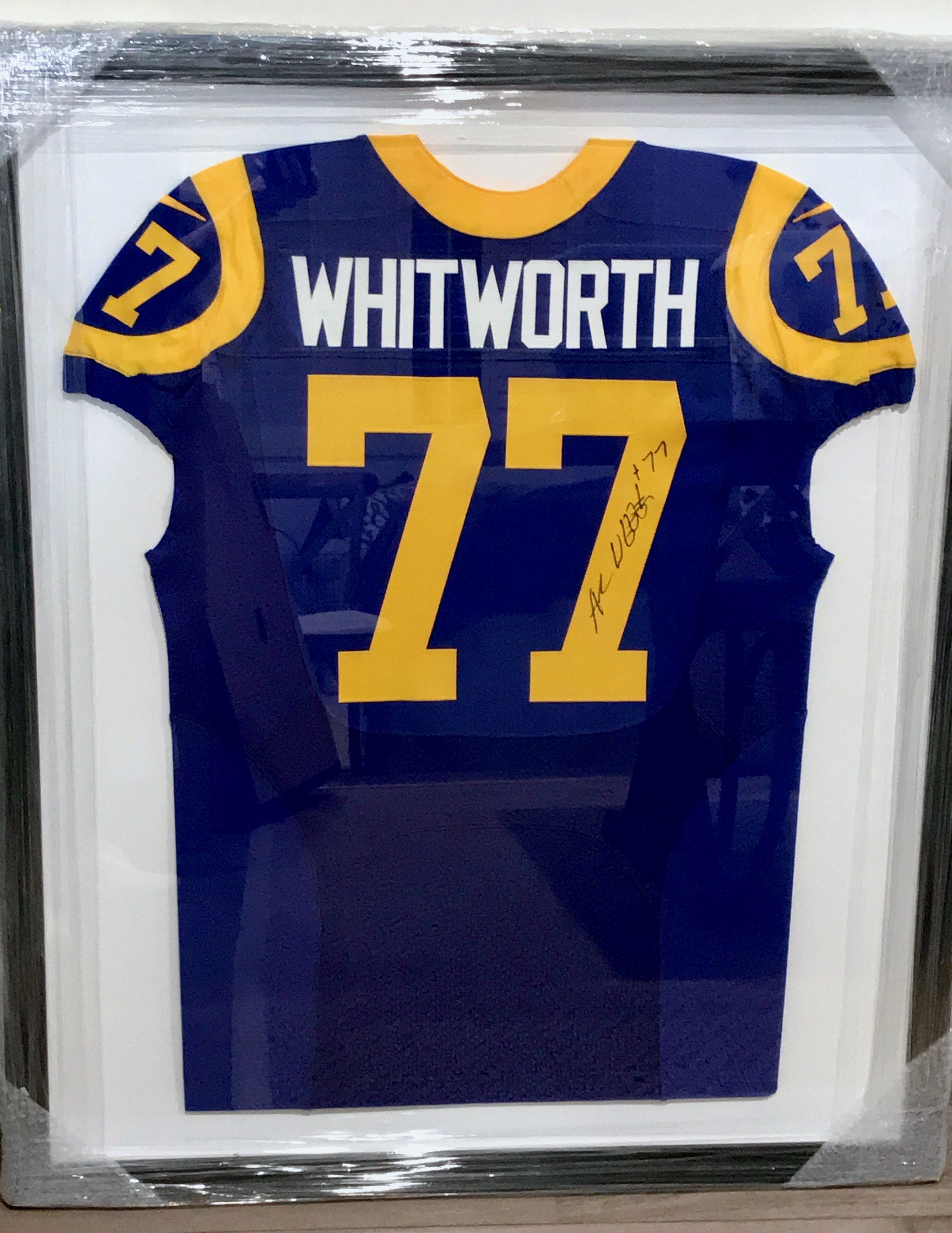 Charitybuzz Andrew Whitworth LA Rams Signed & Framed Jersey