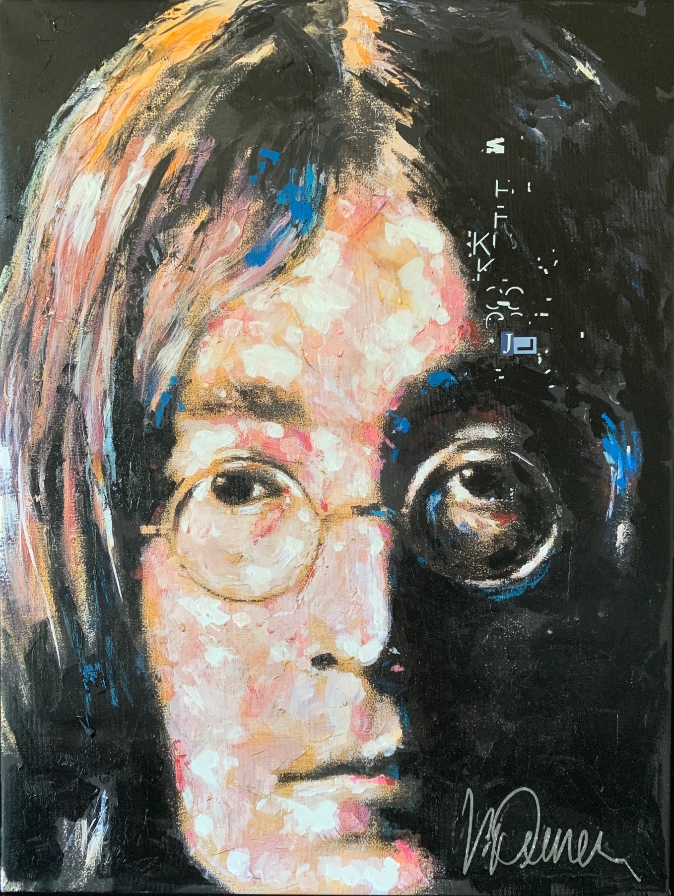 Charitybuzz John Lennon, Original Art on Canvas by Music Industry Legend Sid Maurer