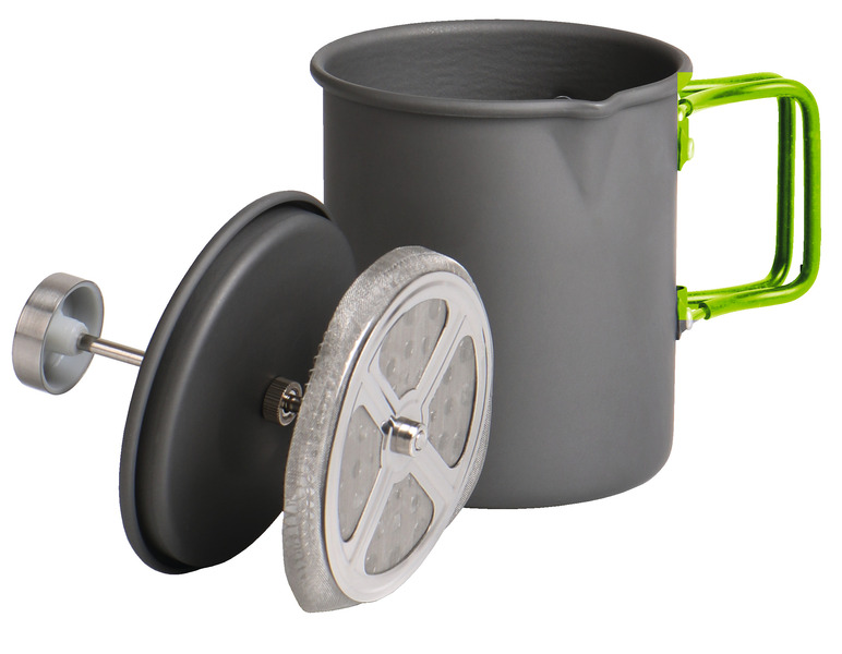 FrenchPress 2in1 kettle+coffee maker in one, aluminium Camping
