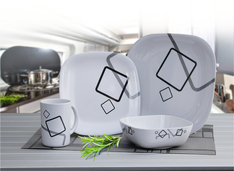 Melamine Tableware Set, CUNEO Camp4, For 4 People/16 Parts STOCKTAKE