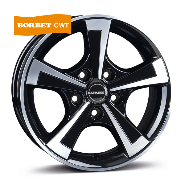 15 aluminum rim CWT black polished glossy for caravans or trailers