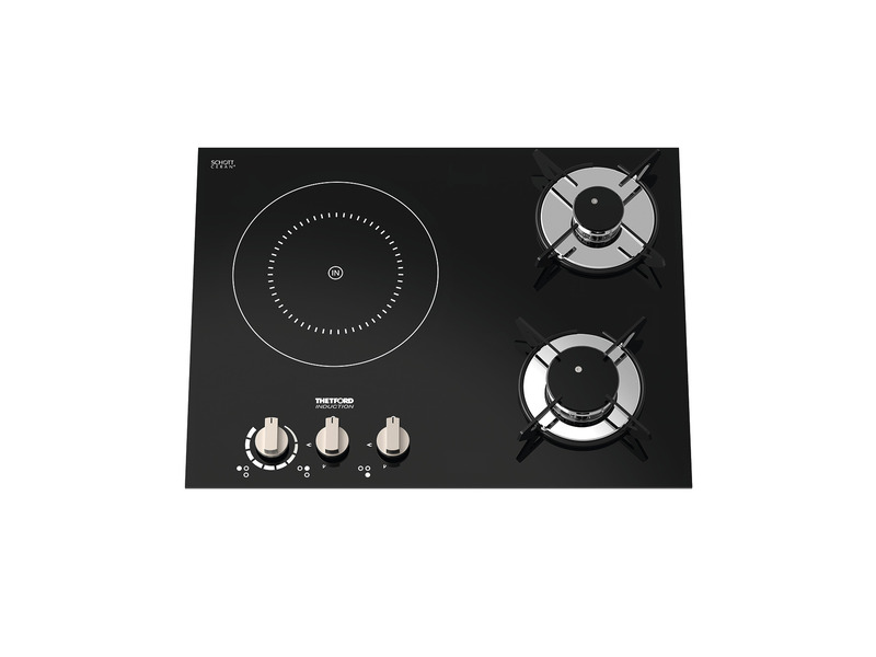 Hybrid gas cooker 2xgas + 1xinduction, electric ignition kW 12V Sink