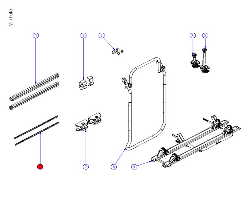 Cover Strip ribbed 750mm 2pcs Thule Bike Rack Spare Parts for Thule