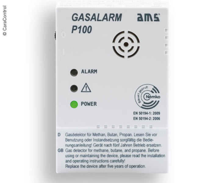 Gas alarm P100 with switching output 12V DC, AMS Caravan Gas Alarm