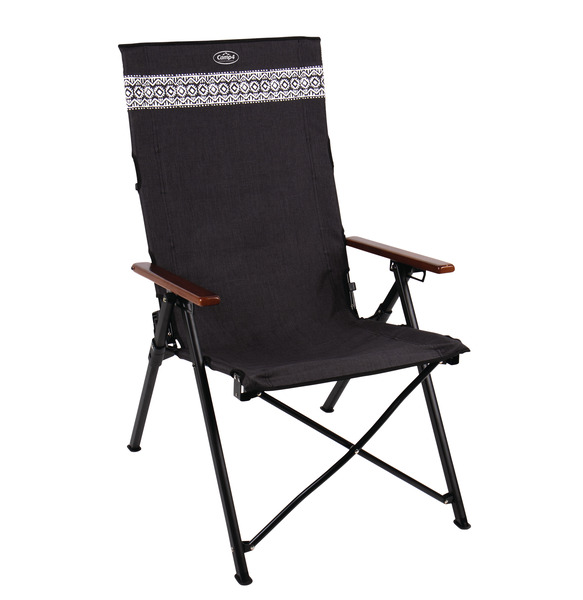 Folding Camping Chair, ETHNO Camp4, black/wood Camp4 Camping Chairs