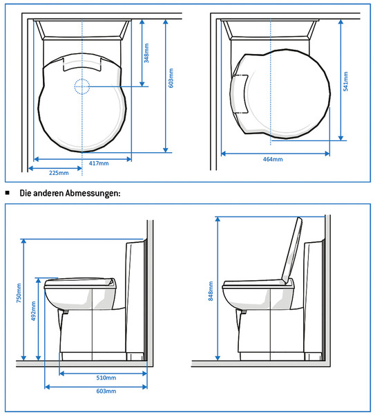 Cassette toilet C262CWE, electrical flushing, plastic white Thetford
