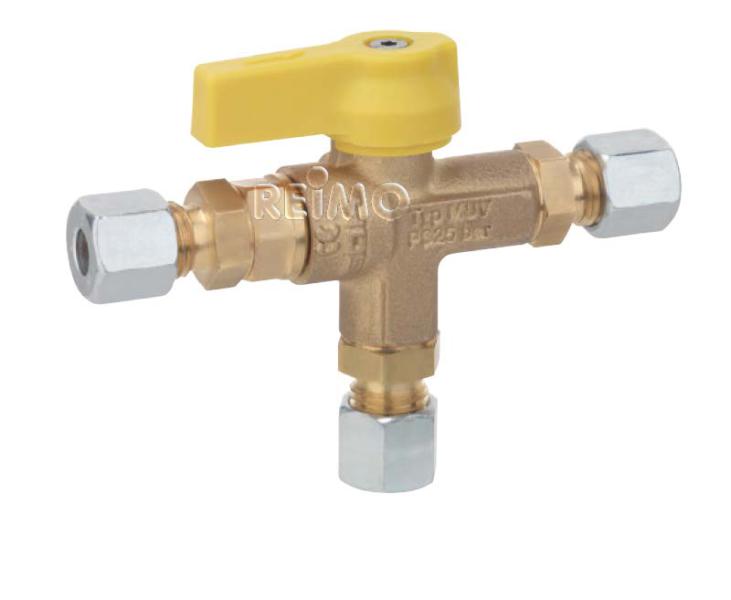 Manual changeover valve for two cylinder system, brass, RVS 10 Gas