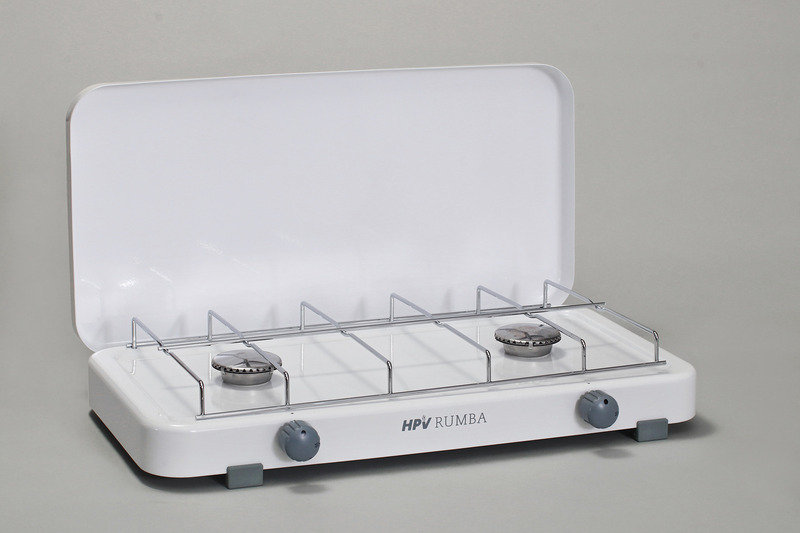 Gas stove Rumba with piezo and ignition fuse 2 flame White 50 mbar