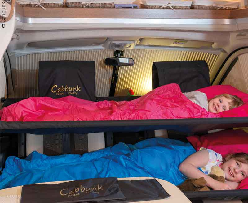 Patented cab bed system for cab swivel seats Childrens Campervan Bed