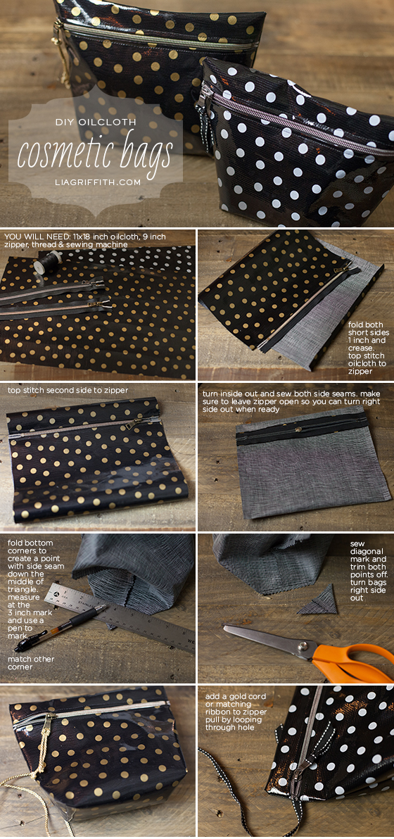 DIY Oilcloth Makeup Bags