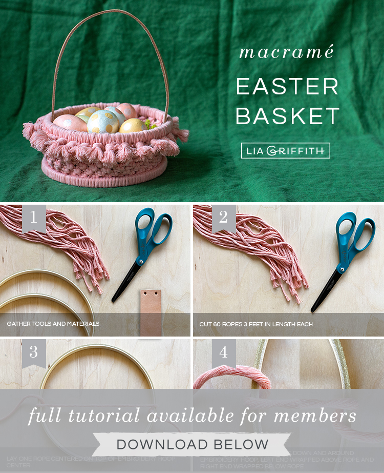 DIY Macrame Easter Basket with Painted Eggs Lia Griffith