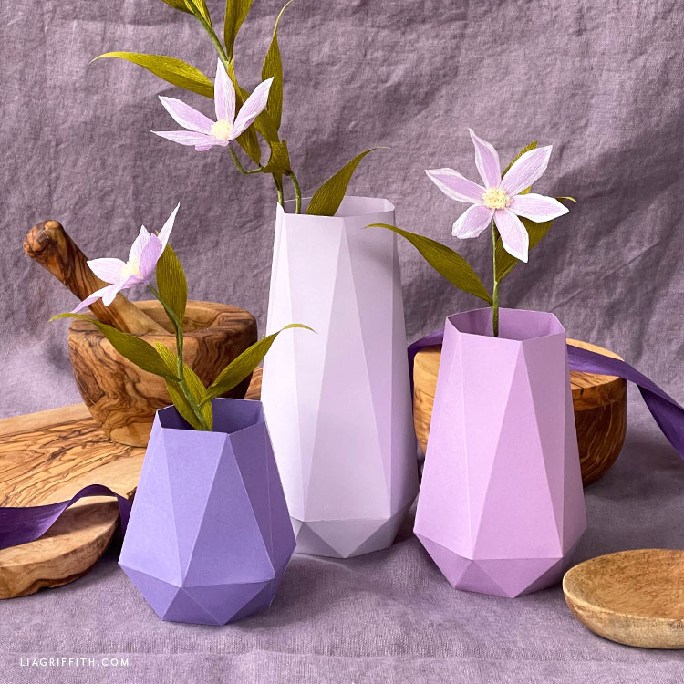Geometric Paper Vases DIY Template & Tutorial Lia Griffith