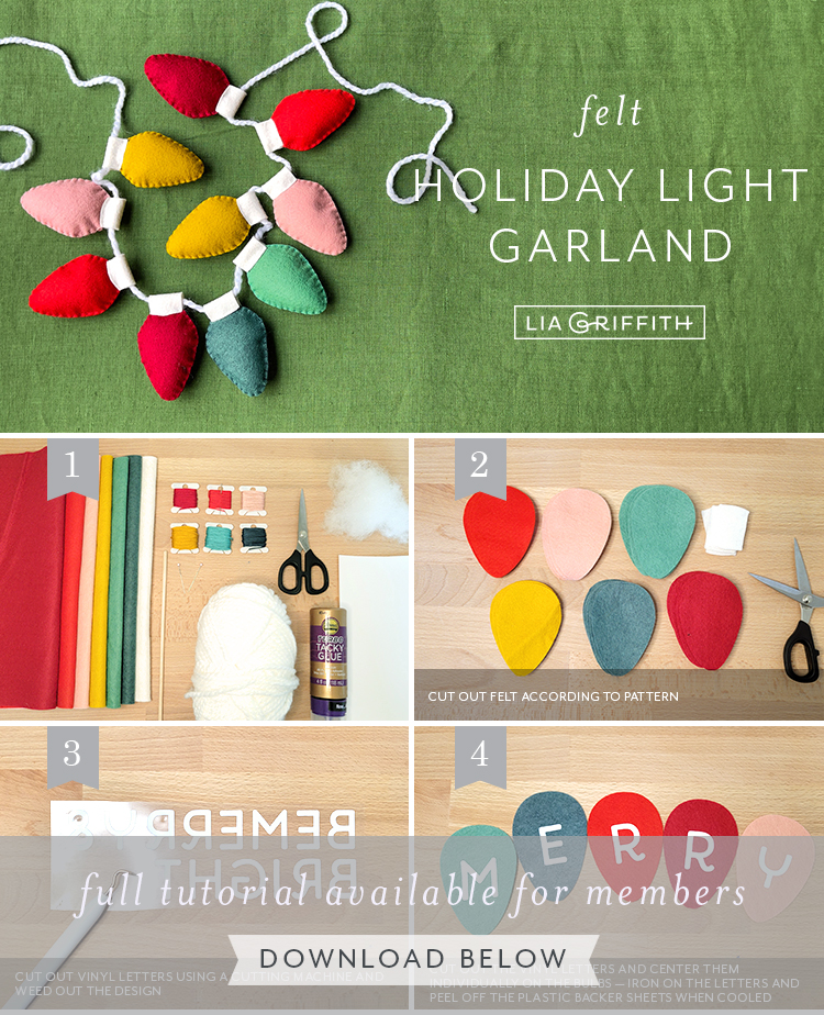 Felt Christmas Light Garland Pattern & Tutorial Lia Griffith