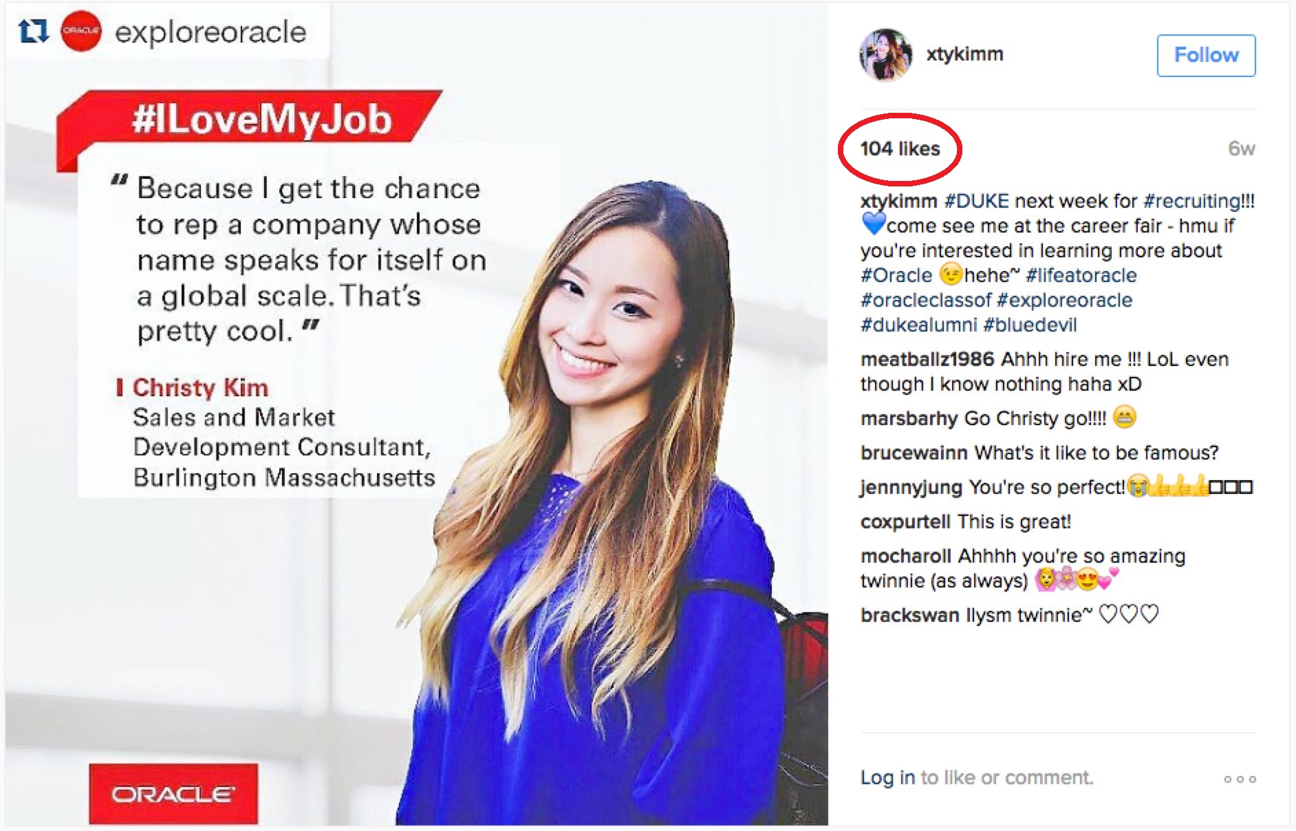 Oracle’s Employee Testimonial On Instagram Wins by a “Landslide