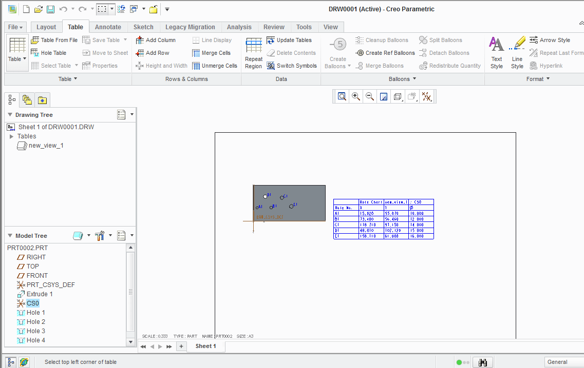 How to create hole table in creo 3 assembly drawing GrabCAD Questions