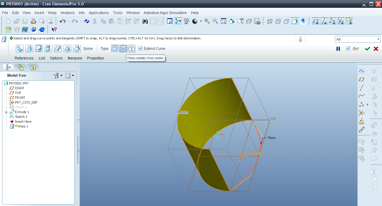 Tutorial Spine feature in Creo Elements aka Pro/E