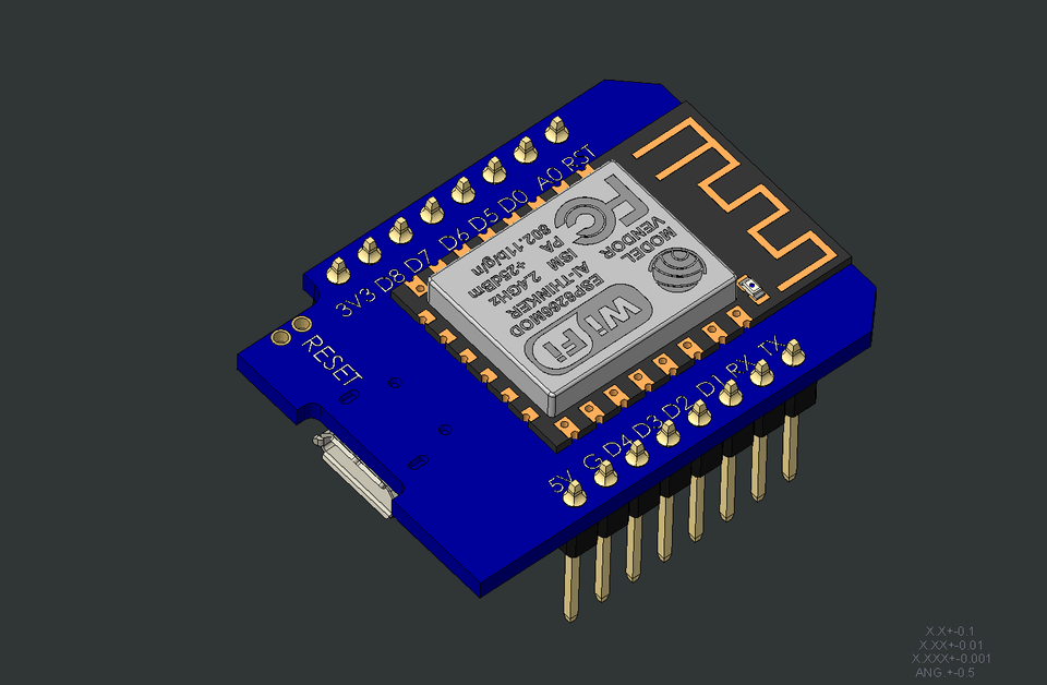 Wemos D1 Mini, 3D CAD Model Library, wemos d1 mini