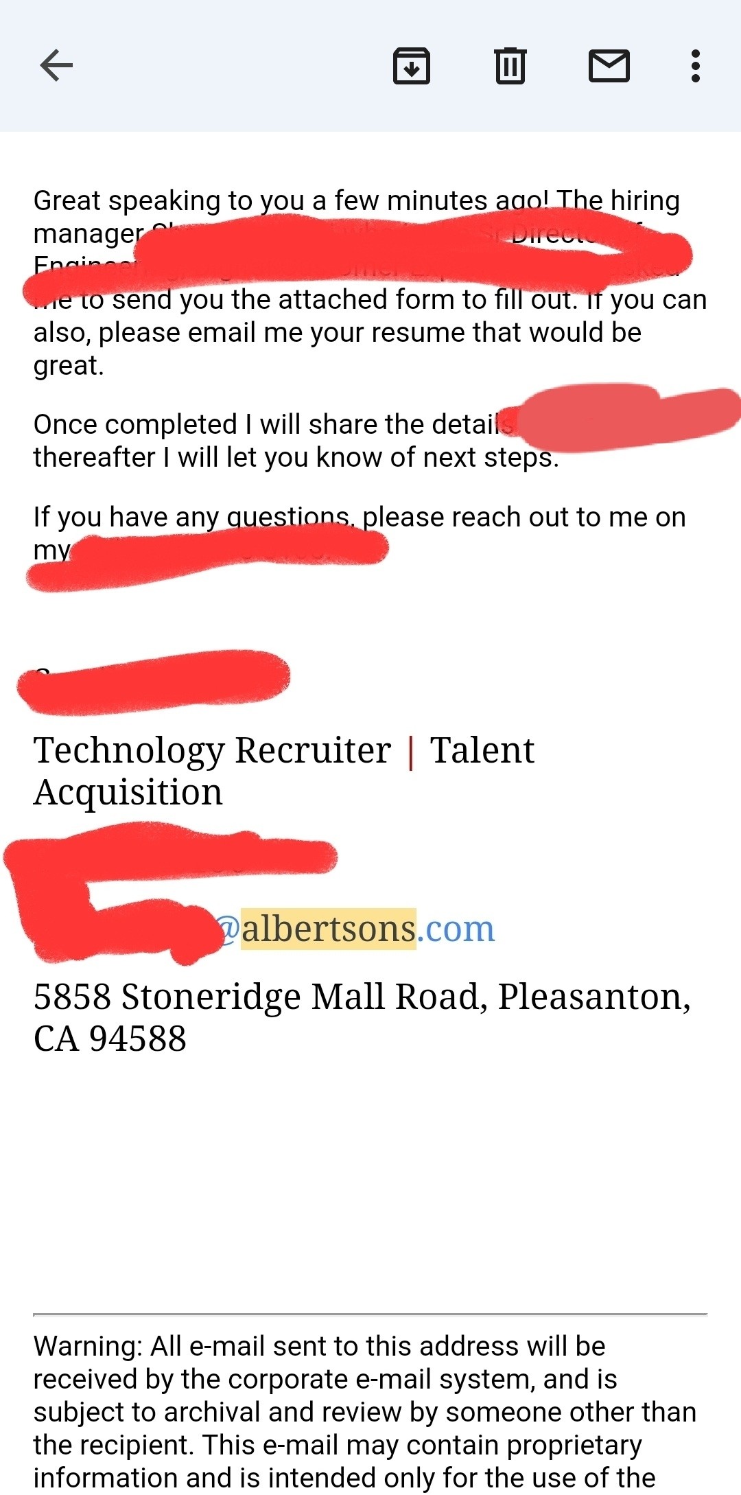 I made it in life! Albertsons recruiter reached out 😀 Tech Industry