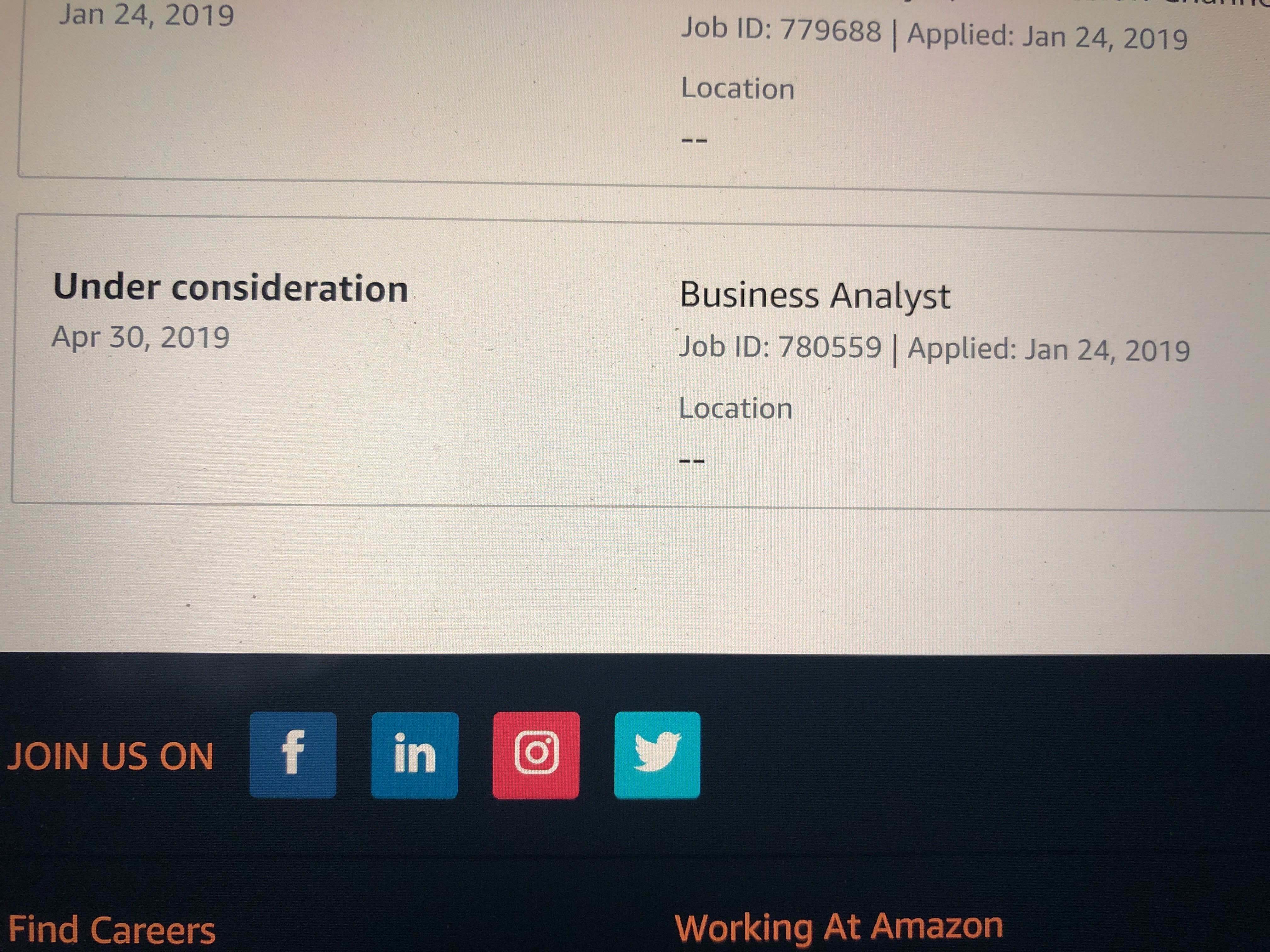画像 amazon job application status changed from under consideration to