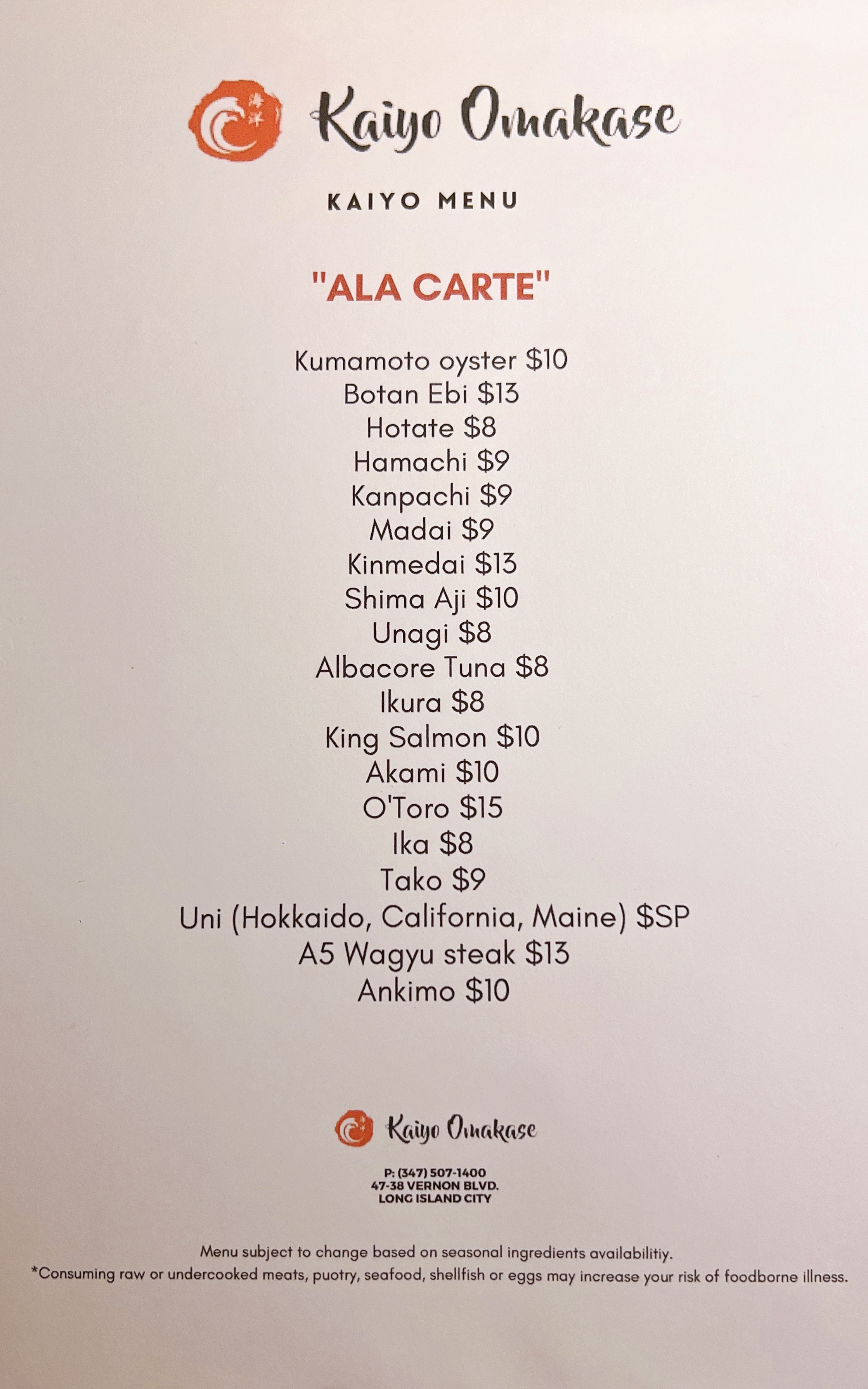 Kaiyo Omakase is an LIC Restaurant in Long Island City, NY 11101