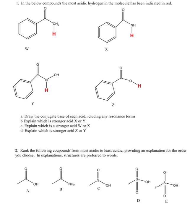 Solved I. In The Below Compounds The Most Acidic Hydrogen...