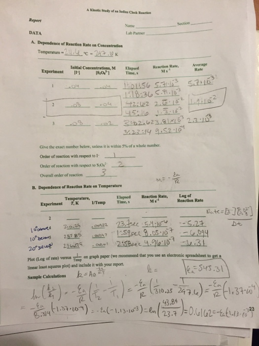 According To The Lab Of An Iodine Clock R...