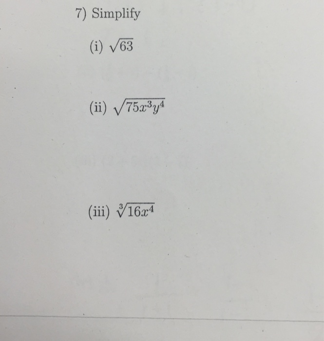 Simplify Square Root 63 Square Root 75x^3y^4 3 Squ...