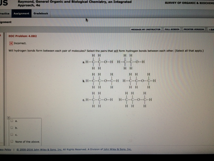 Solved Which Hydrogen Bonds Form Between Each Pair Of Mol