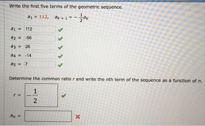 Solved Write The First Five Terms Of The Geometric Sequen...