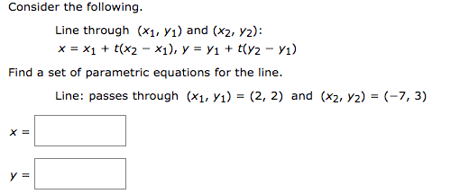 Solved Consider The Following. Line Through (x1, Y) And (...