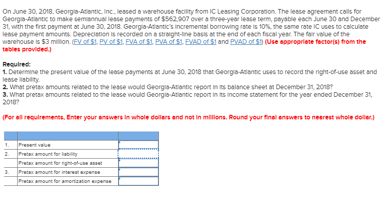 Solved On June 30, 2018, Inc., Leased A...