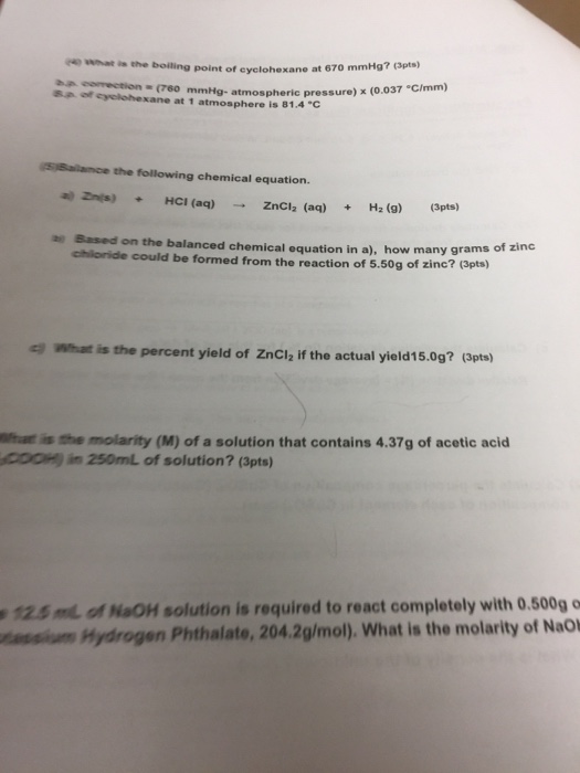 Solved What is the bulling point of cyclohexane at 670 mmHg?