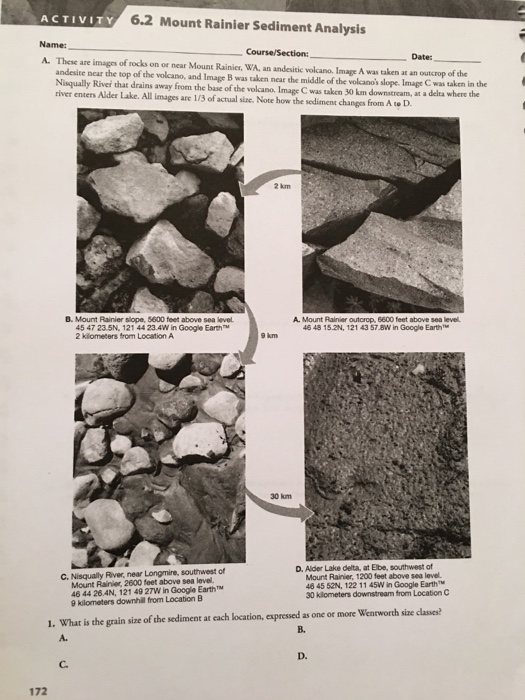 Solved ACTIVITY 6.2 Mount Rainier Sediment Analysis Name