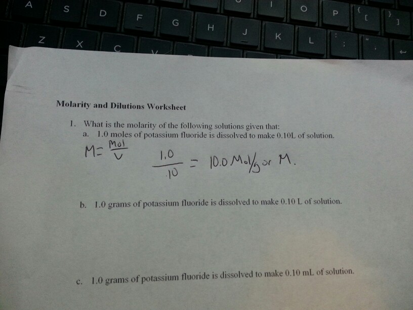 Solved Molarity And Dilutions Worksheet 1. What Is The Mo...