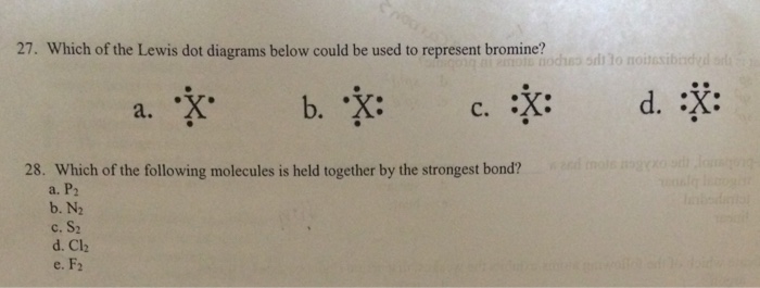 Solved Which of the Lewis dot diagrams below could be used | Chegg.com