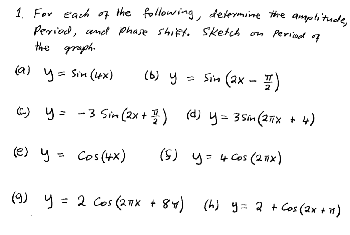 Solved For Each Of The Following, Determine The Amplitude...