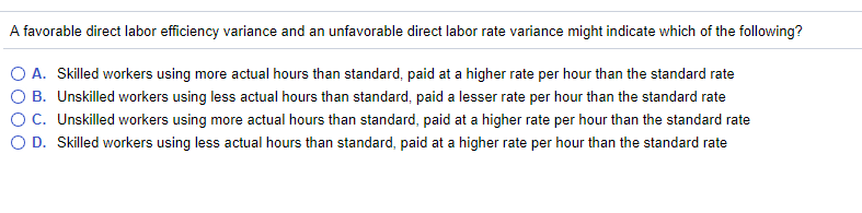 Solved A Favorable Direct Labor Efficiency Variance And A...