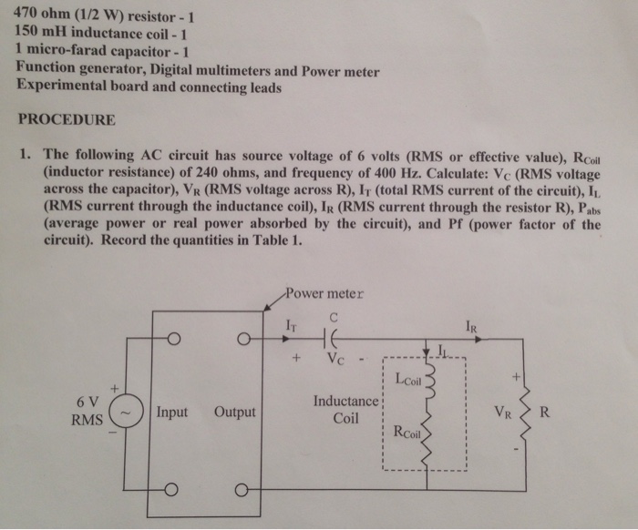 Solved The Following AC Circuit Has Source Voltage Of 6 V...