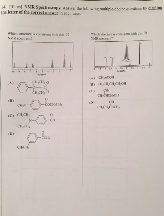 NMR Spectroscopy. Answer the following